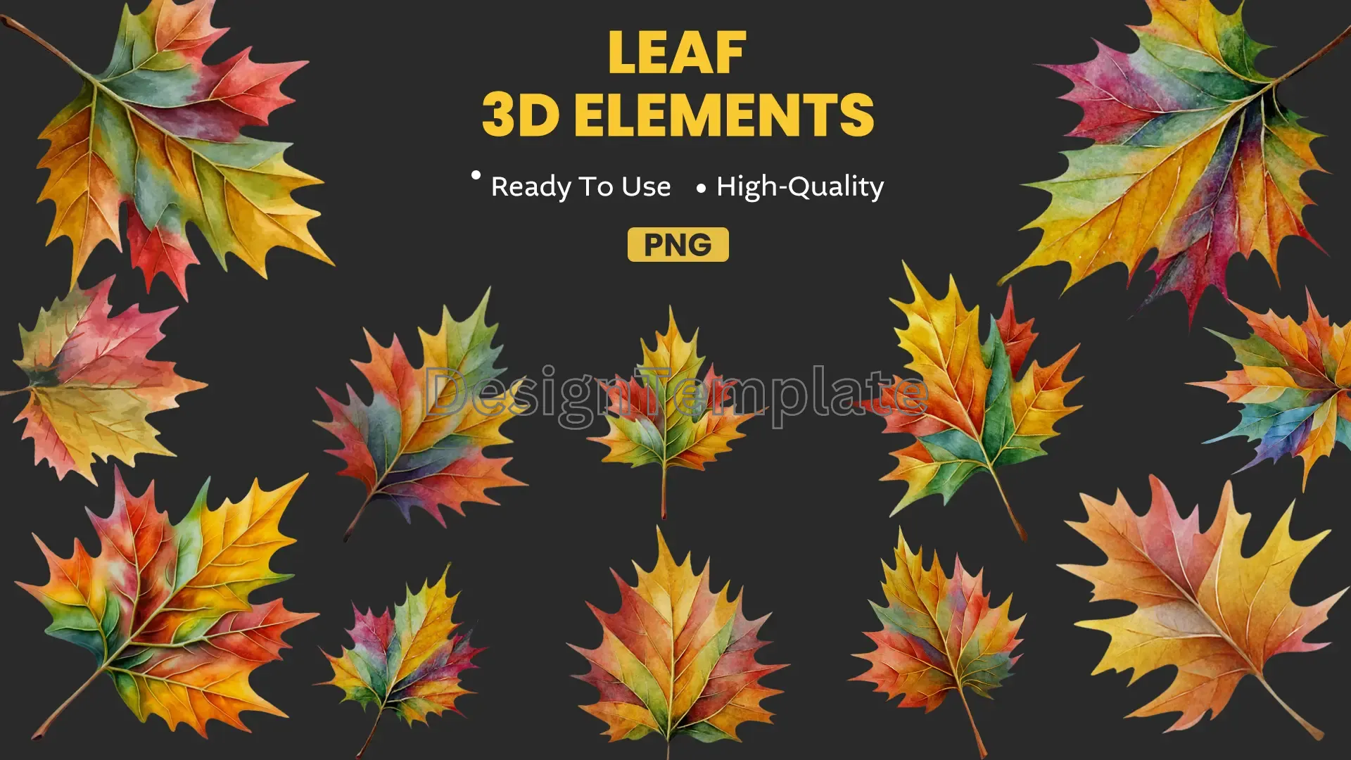 Colorful Leaves 3D Elements Pack